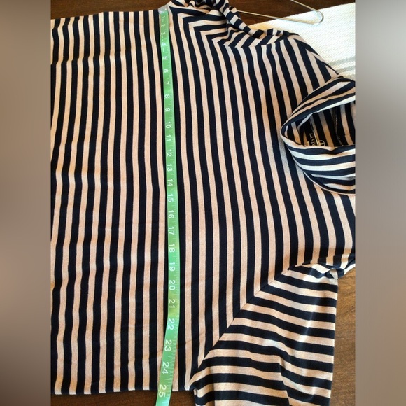 Lands’ End 2X back & tan striped cowl neck cotton basic top - Picture 4 of 5